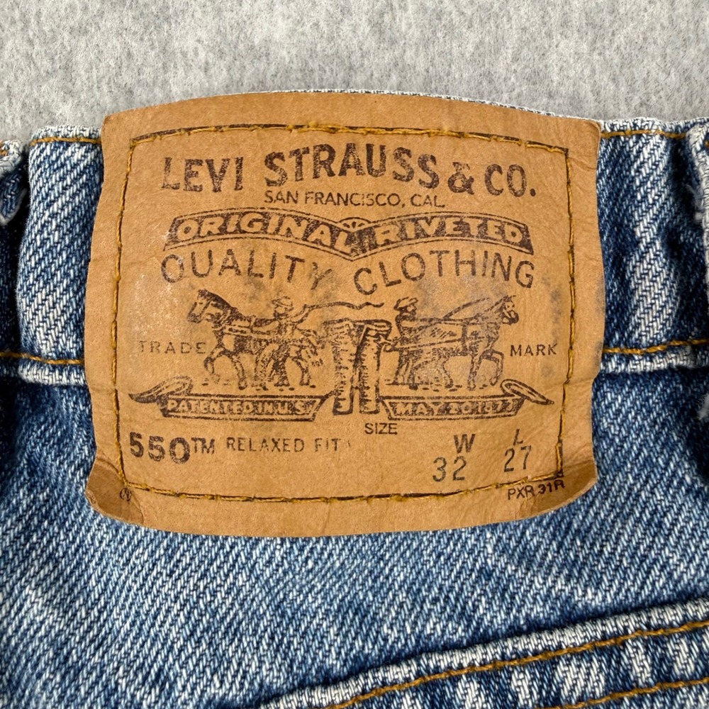 Vintage Levis 550 Jeans Mens 32x27 Medium Wash Relaxed Fit Orange Tab 90s Denim - Picture 9 of 16